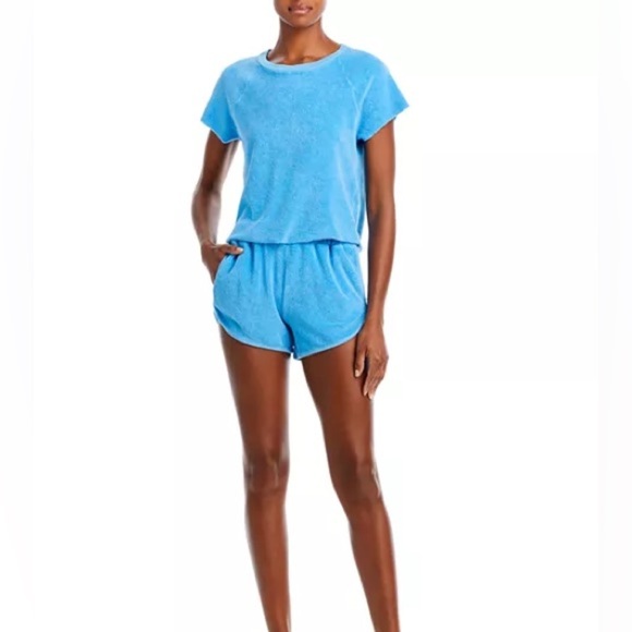 Monrow Women’s 
Terry Shorts Sky Blue X -Large - Picture 1 of 4